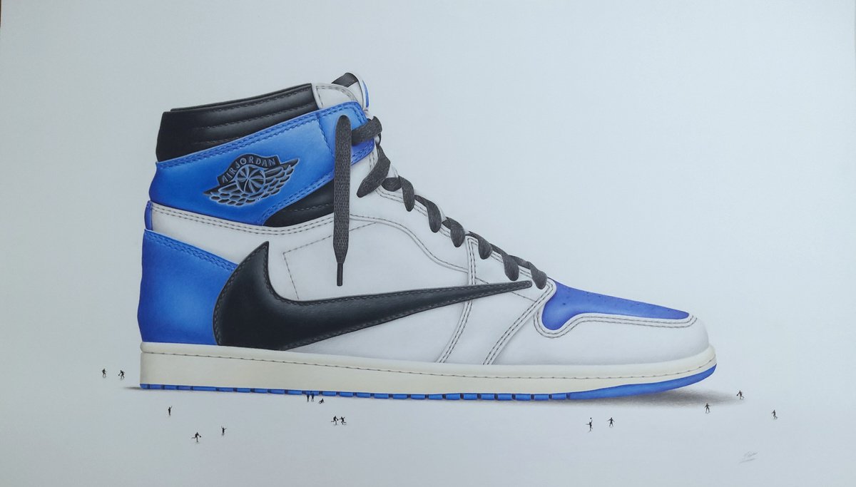Urban And Pop Abstract Pencil Drawing By Daniel Shipton, 48 X 28, Air Jordans, Original Artwork