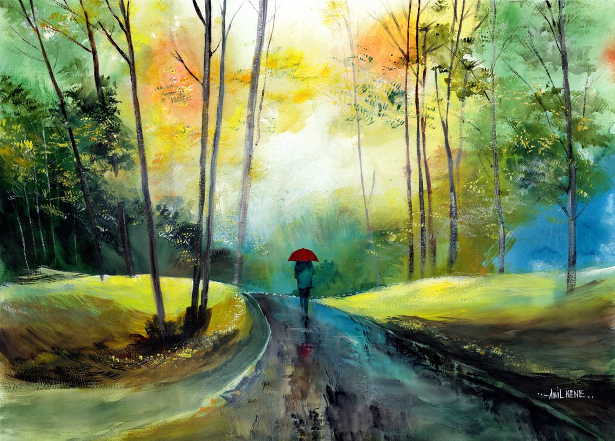 Walk in the rain by Anil Nene