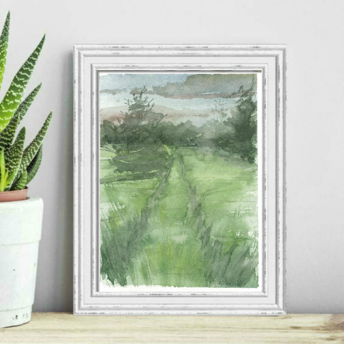 Impressionistic Still Life Watercolour By Eugene Gorbachenko, 8 X 12, Road In The Forest, Original Artwork