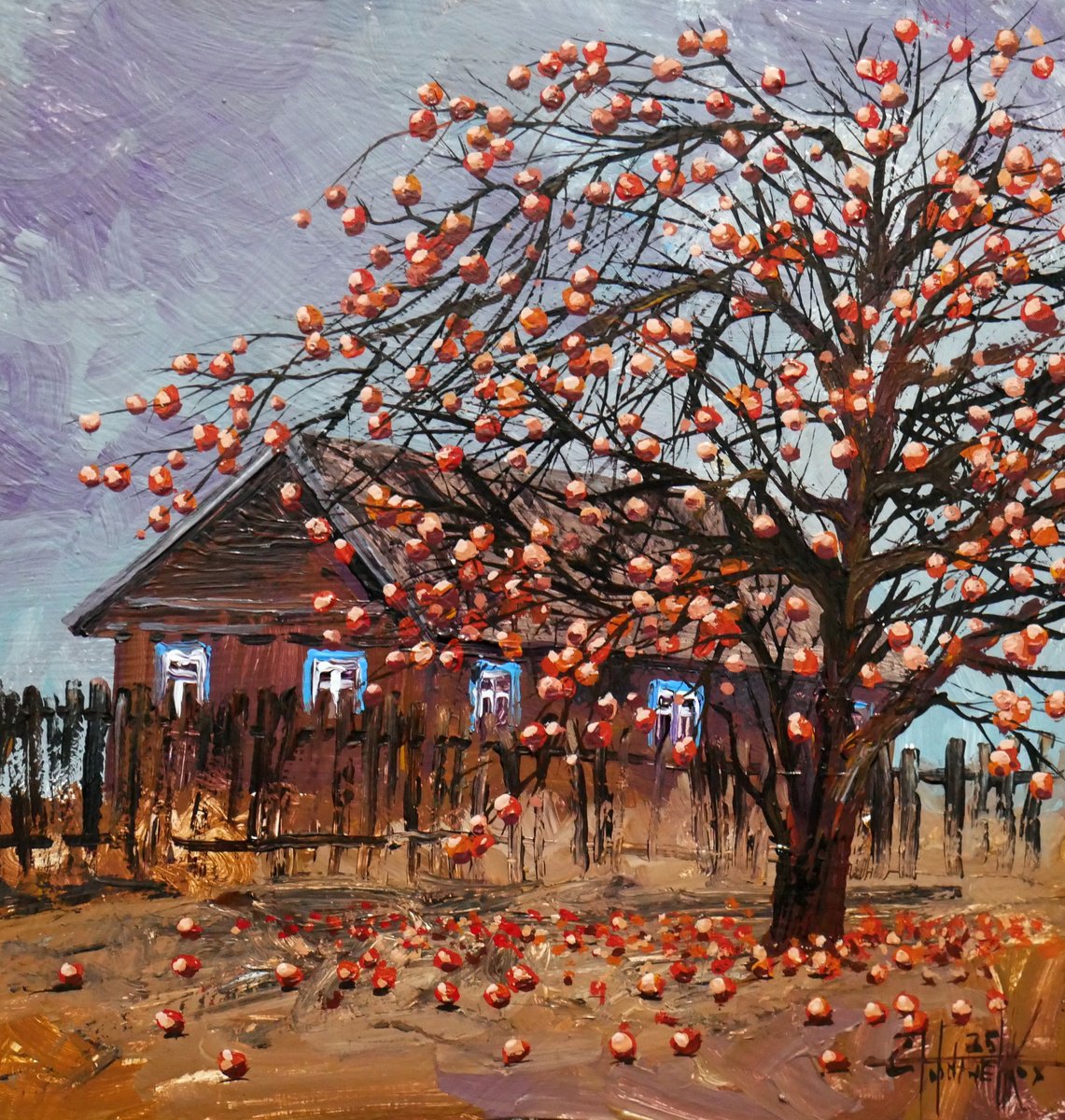 Impressionistic Landscape Acrylic Painting By Eugene Gorbachenko, 11 X 11, Grandma