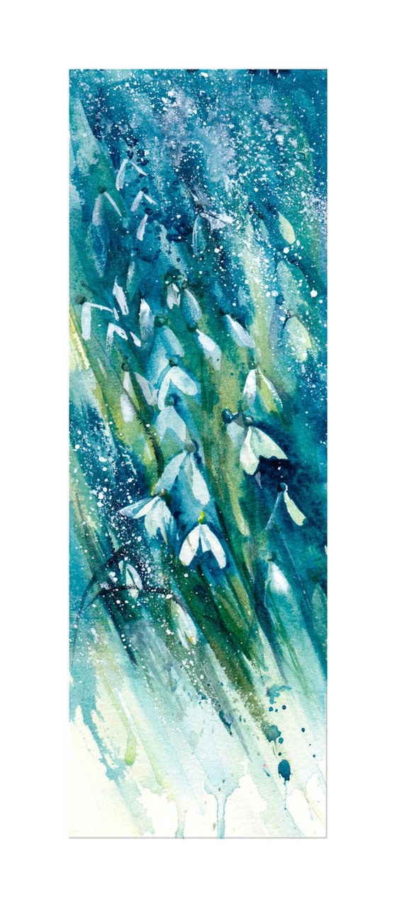 Snowdrop painting, Winter Flowers, Floral Wall Art, Flower Painting, watercolour, watercolor