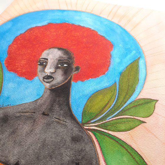 Original Watercolor Painting by Stacey-Ann Cole - 'Sun Goddess'