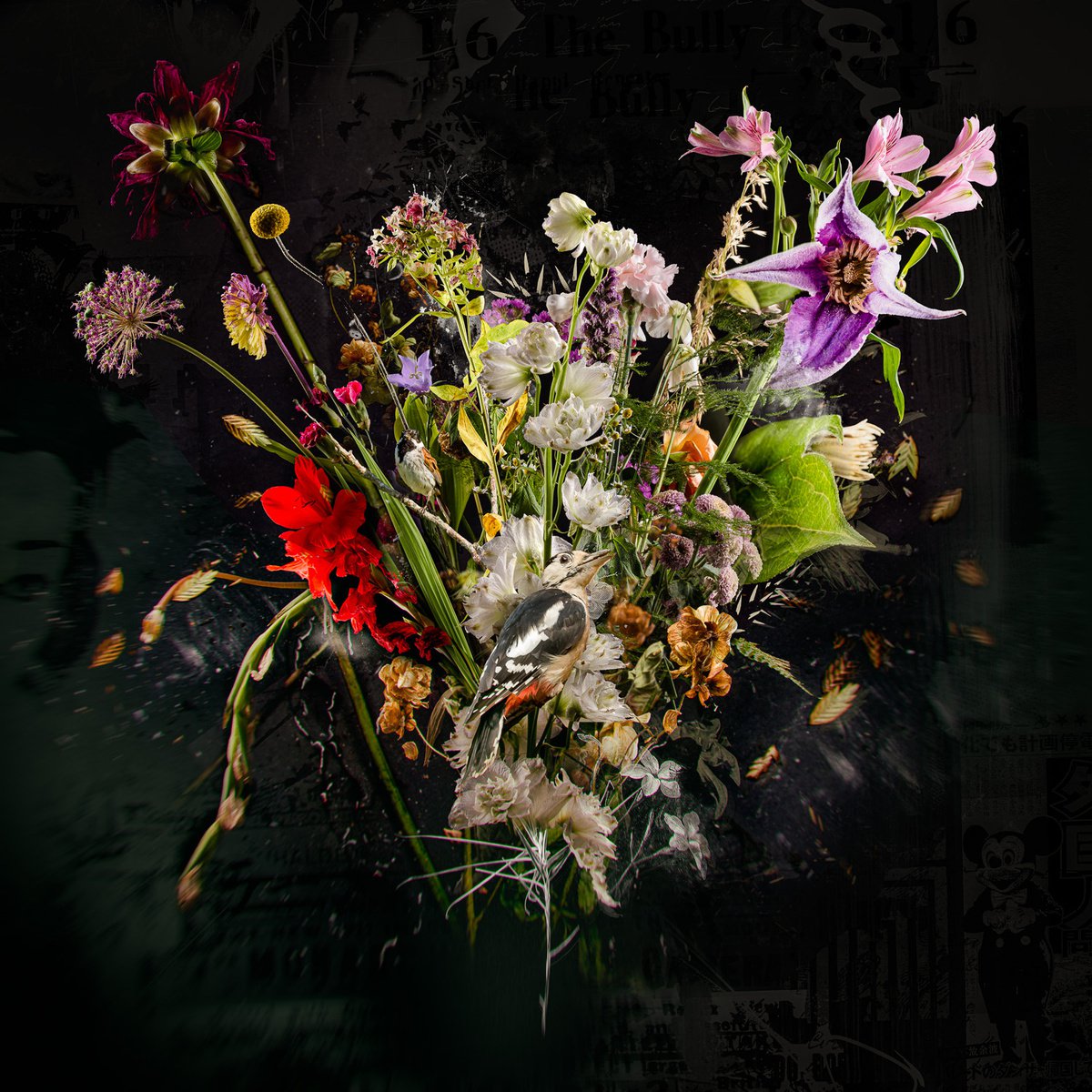 Botanical Painting By Teis Albers, 39 X 39", Bouquet Xxviv, Original Artwork