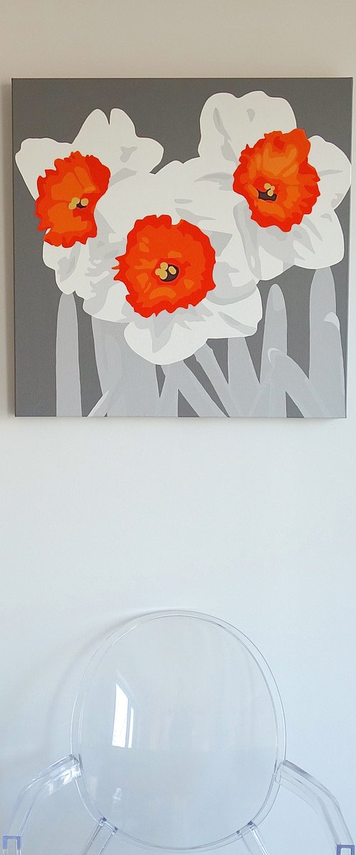 Orange & White Daffodils by Susan Porter