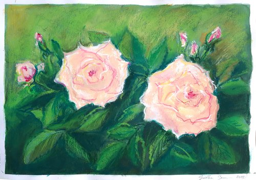 Roses in Garden... /  ORIGINAL PAINTING by Salana Art Gallery