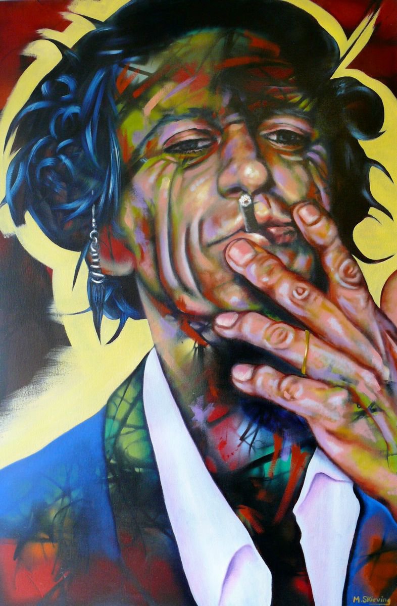 Expressive Portrait Oil Painting By Mark Antony Skirving, 24 X 36", Keef, Original Artwork