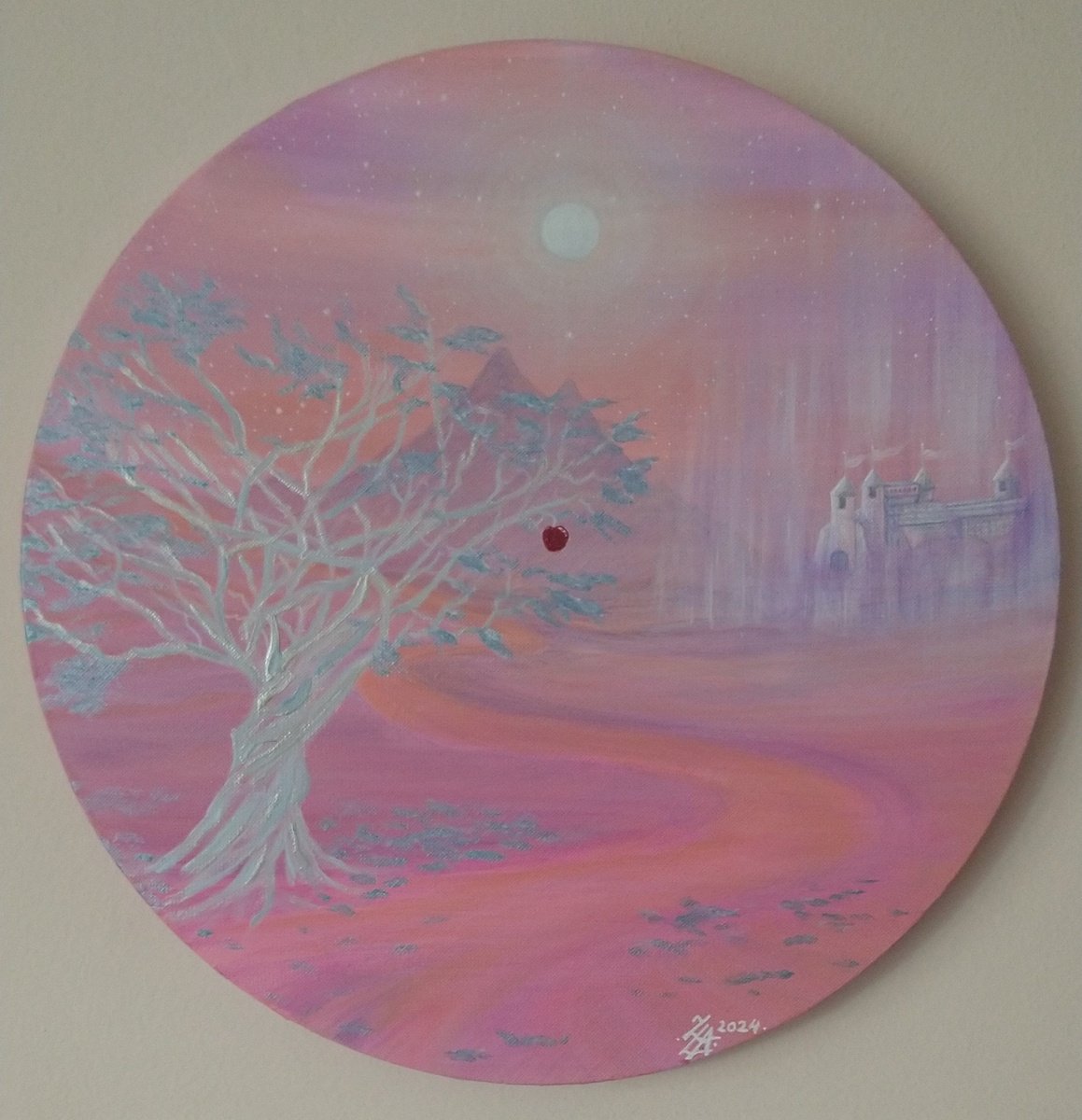 Surrealistic Cityscapes Acrylic Painting By Zoe Adams, 12 X 12", Fairytale. By Zoe Adams., Original Artwork