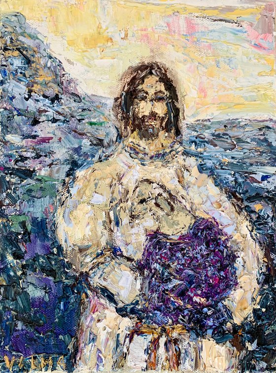 Jesus holding a lamb