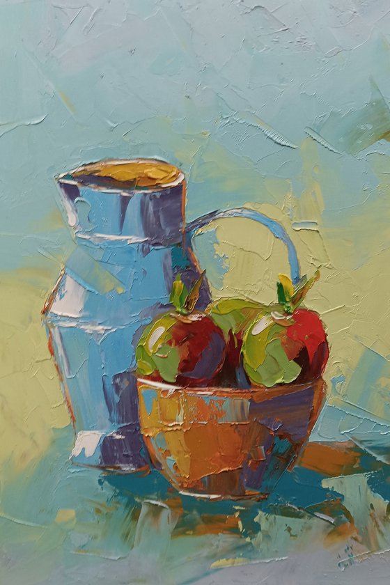 Modern, impasto still life painting