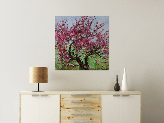 Flowering peach tree