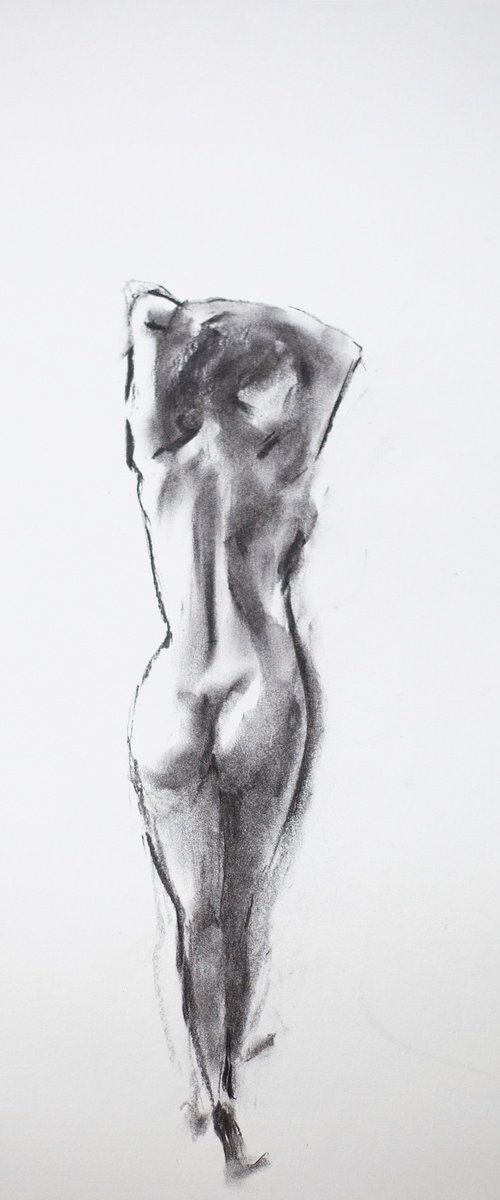 Nude in charcoal. 41. Black and white minimalistic female girl beauty body positive by Sasha Romm