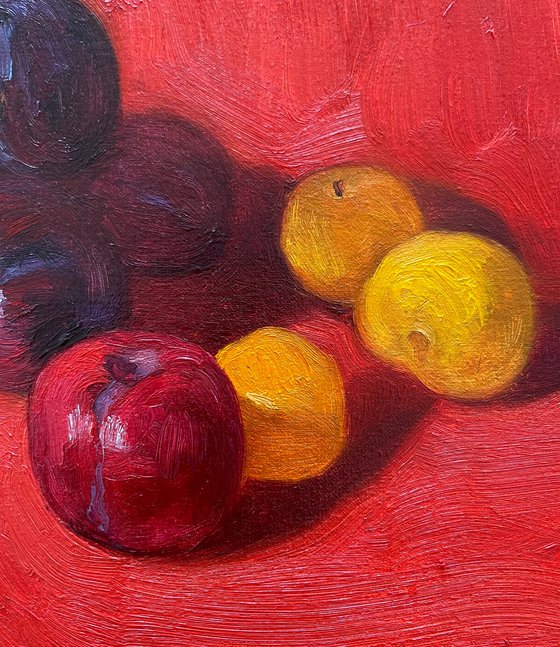 Still life with plums