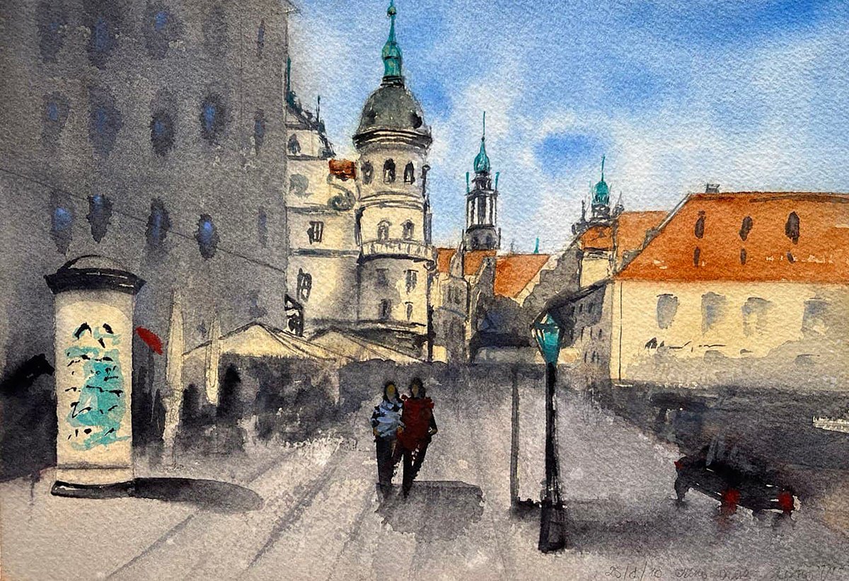Illustrative Cityscapes Watercolour By Alona Hryn, 10 X 7, The First Capital City Of Chocolate, Original Artwork