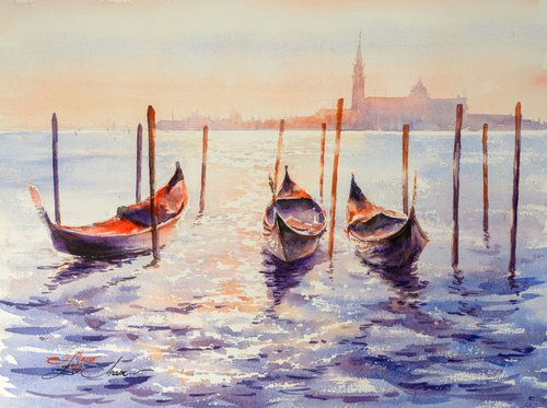 Venice (Framed with passepartout) by Eve Mazur