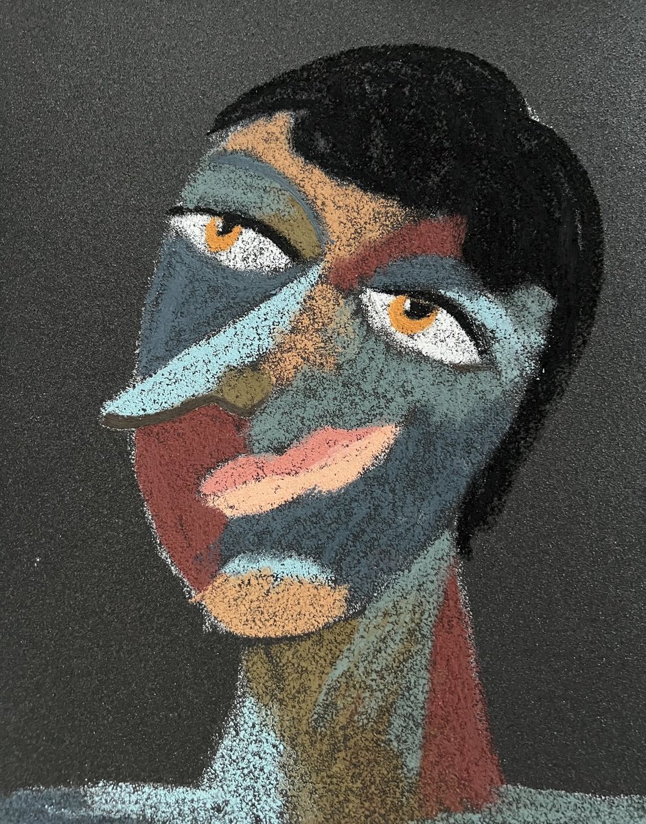 Naive Portrait Pastel Drawing By Mariia Anshakova, 9 X 11", Candidate, Original Artwork