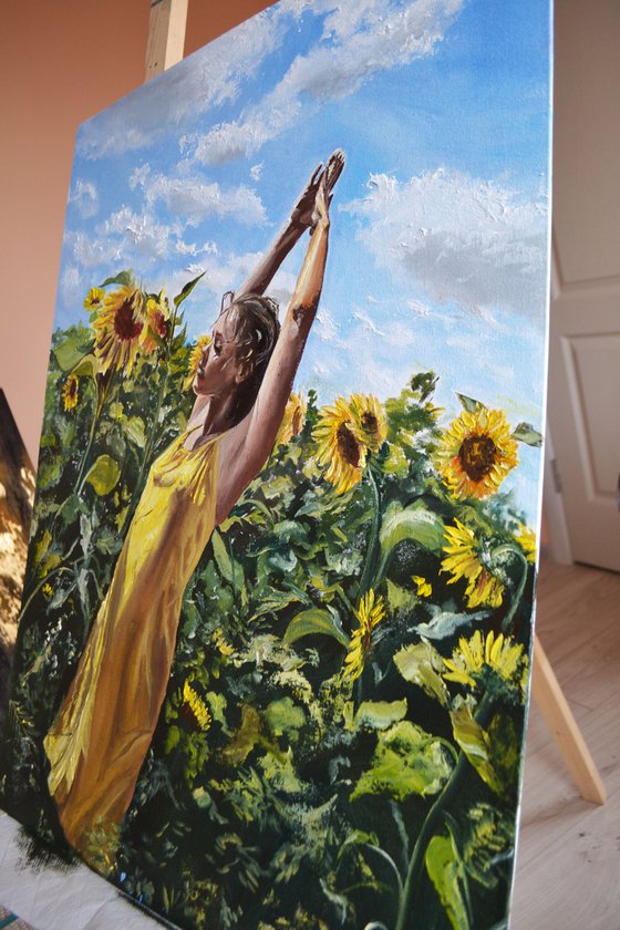 Self-portrait with Sunflowers