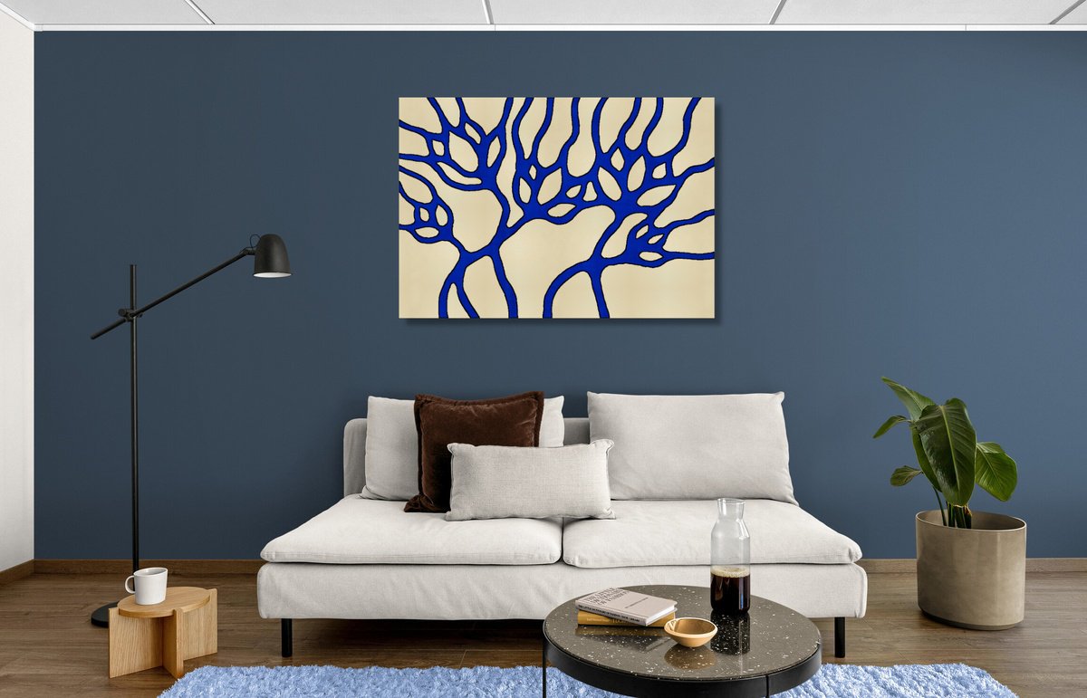 Abstract Botanical Acrylic Painting By Marina Krylova, 35 X 24", Abstract Flowers #17, Original Artwork