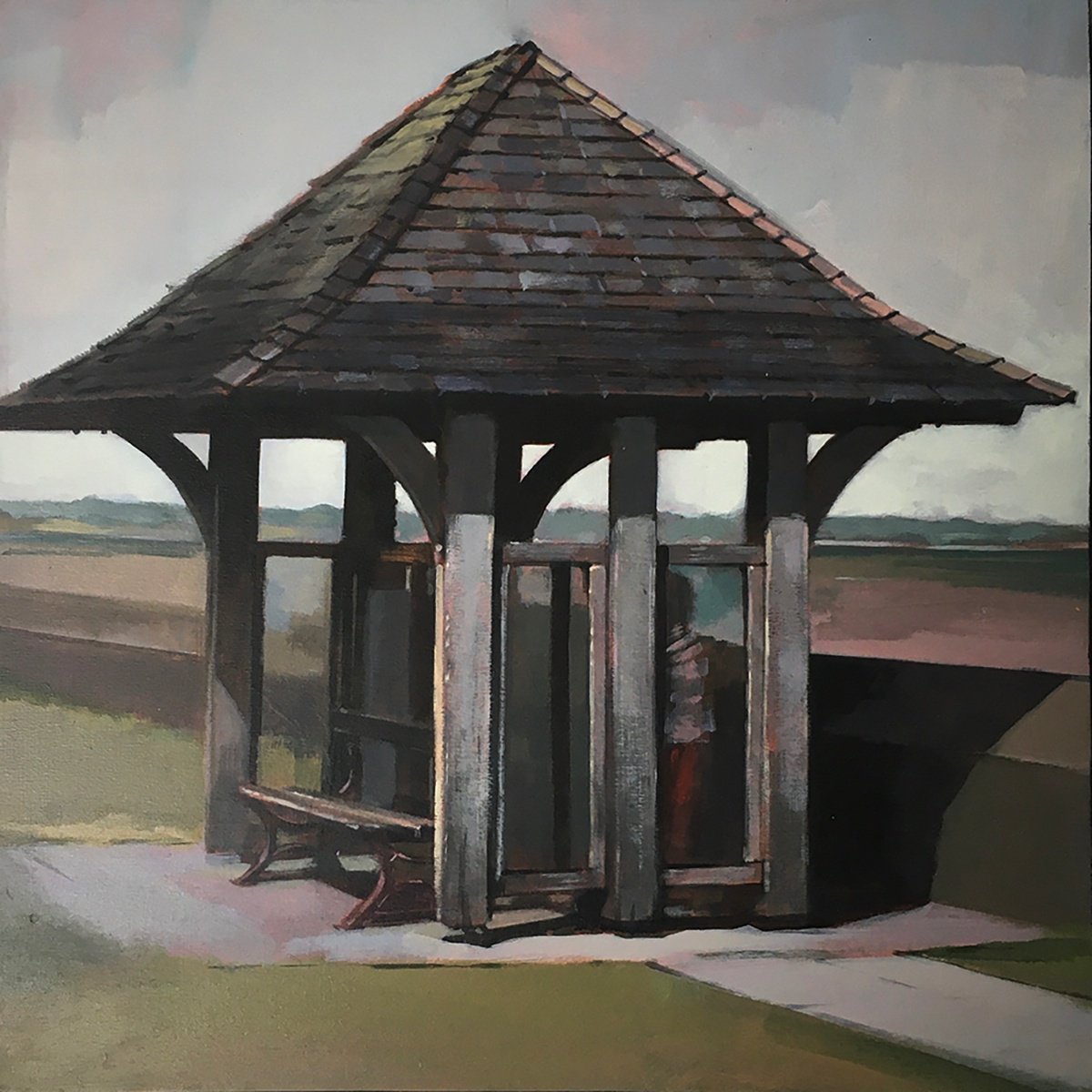 Impressionistic Landscape Acrylic Painting By Andrew Morris, 12 X 12, Shelter, Original Artwork