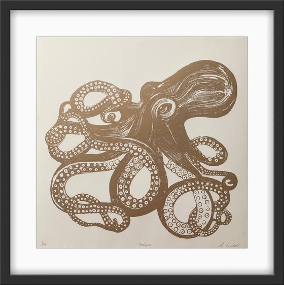 Octopus Linocut (Unframed)