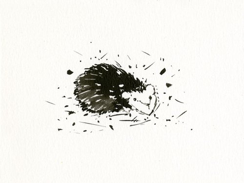 Adorable Hedgehog 3 - Small Minimalist Ink Illustration by Kathy Morton Stanion by Kathy Morton Stanion