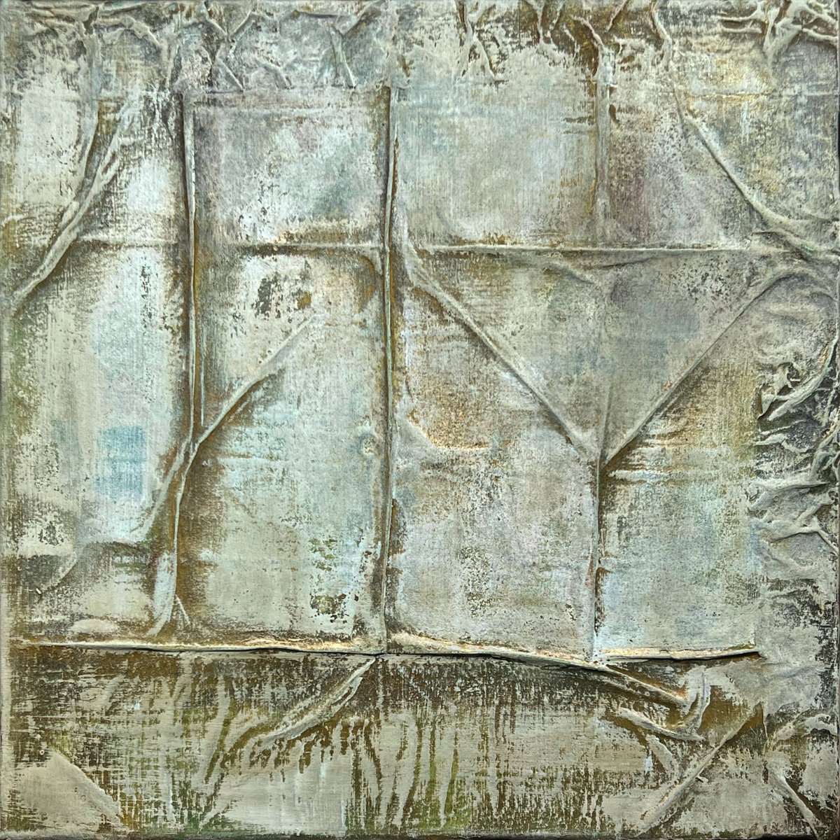 Geometric Abstract Painting By Sergio Aranda, 16 X 16", Memories Of Steel, Original Artwork