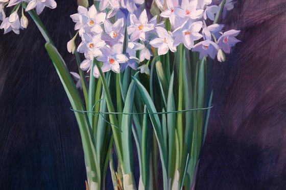 "Still life with white daffodils"