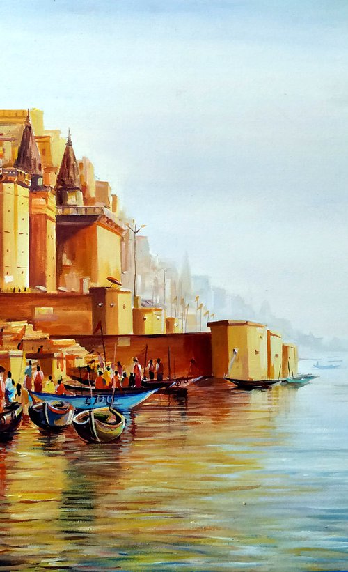 Varanasi Ghats At Early Morning by Samiran Sarkar