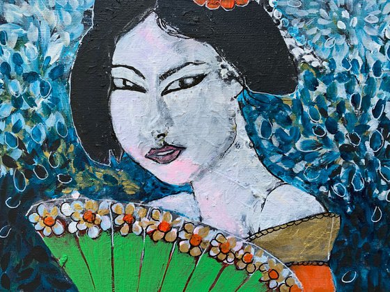 Oriental Inspired Portrait Woman Acrylic Painting Beautiful Gift Ideas Artfinder Wall Decor Artwork on Canvas Paintings Wall Art