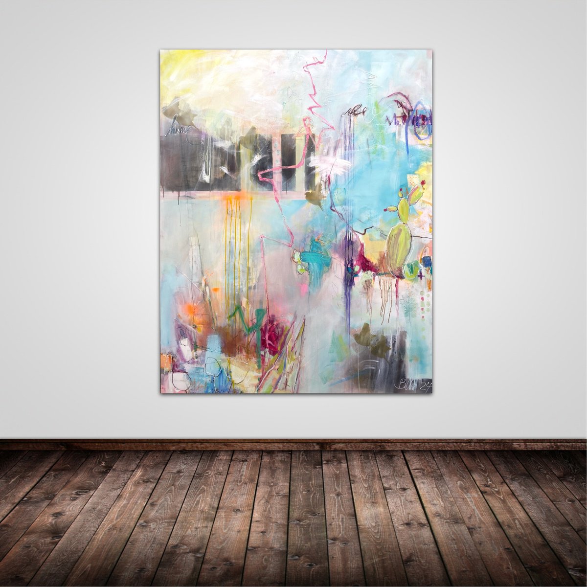 Abstract Painting By Bea Schubert, 59 X 75, Home Xxl, Original Artwork