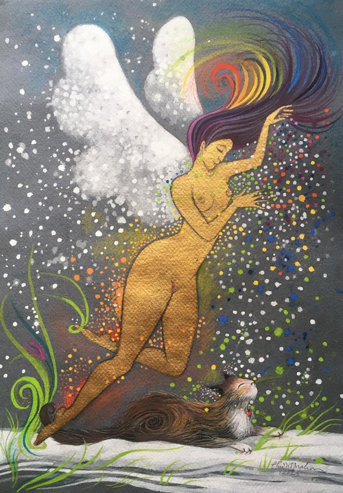 Cat and Rainbow Fairy by Phyllis Mahon