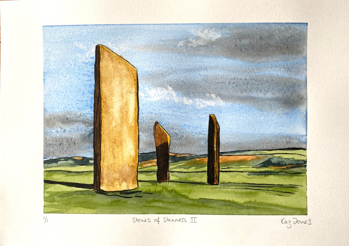 Impressionistic Landscape Limited Edition Print By Kaz Jones, 12 X 8", Stones Of Stenness Ii, Original Artwork