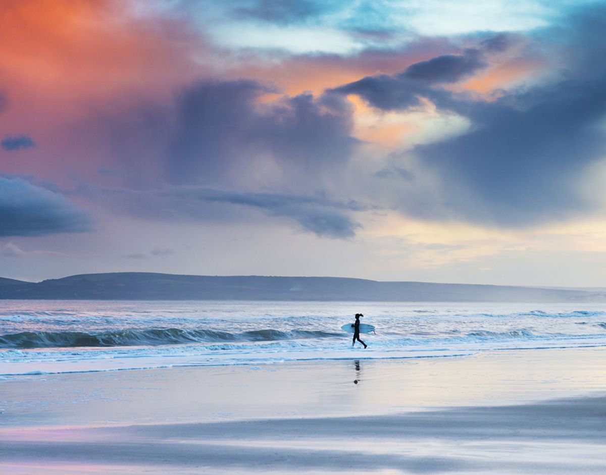 Photorealistic Photograph , Sunset Surfing 2. By Andrew Lever, 40 X 30, Artwork For Sale On Artfinder
