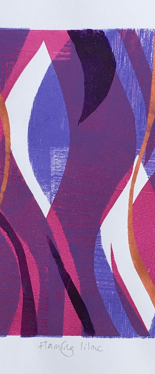 Flaming lilac - purple abstract by Louise Gillard