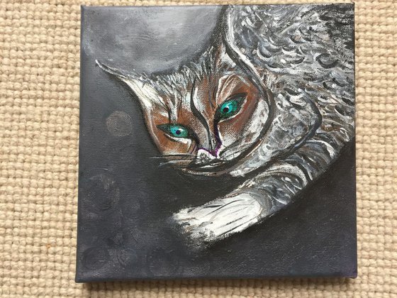 Cat Love Acrylic Art Small Paintings Gift Ideas Cat Portraits Animal Art Animal Portraits Beautiful Art For Sale Free Delivery