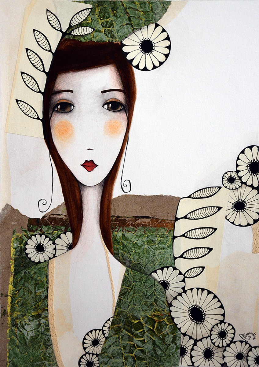 Expressive Portrait Painting By Armandine Js, 12 X 17, Florvirino 6, Original Artwork