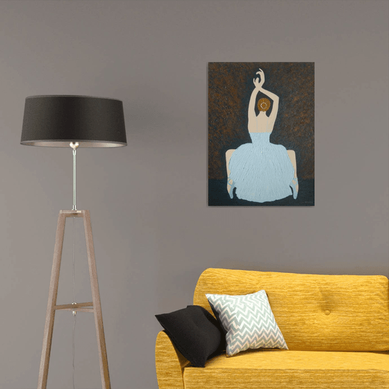 Before The Show - ballerina, ballet palette knife modern painting ready to hang; home, office decor, gift ideas