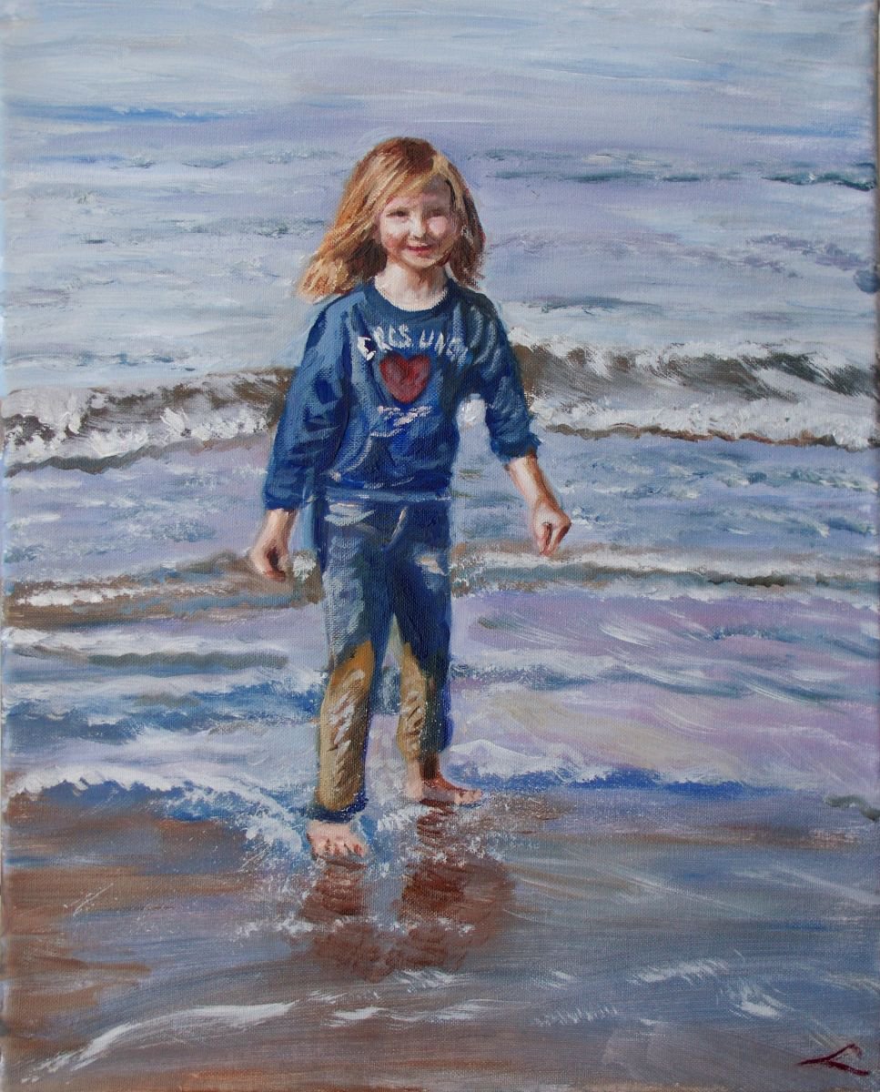 Happy With Sea And Sand By Elena Sokolova, 16 X 20, Artwork For Sale On Artfinder