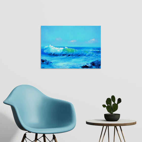 Seascape with transparent wave