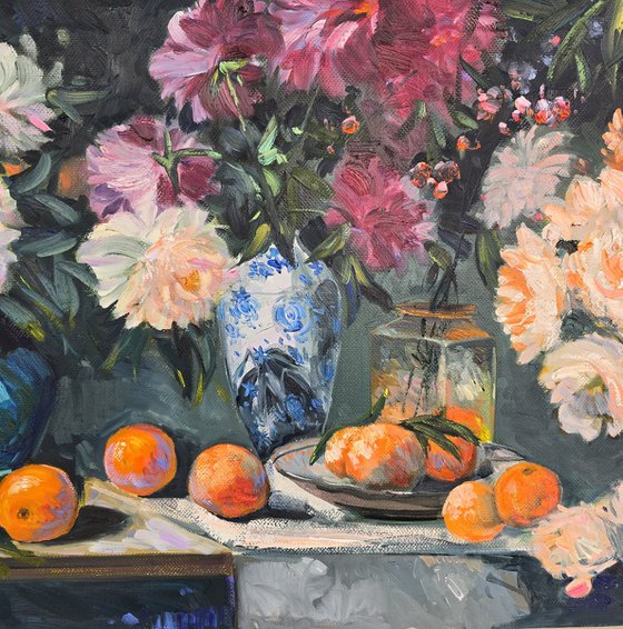 Still Life with Peonies and Oranges
