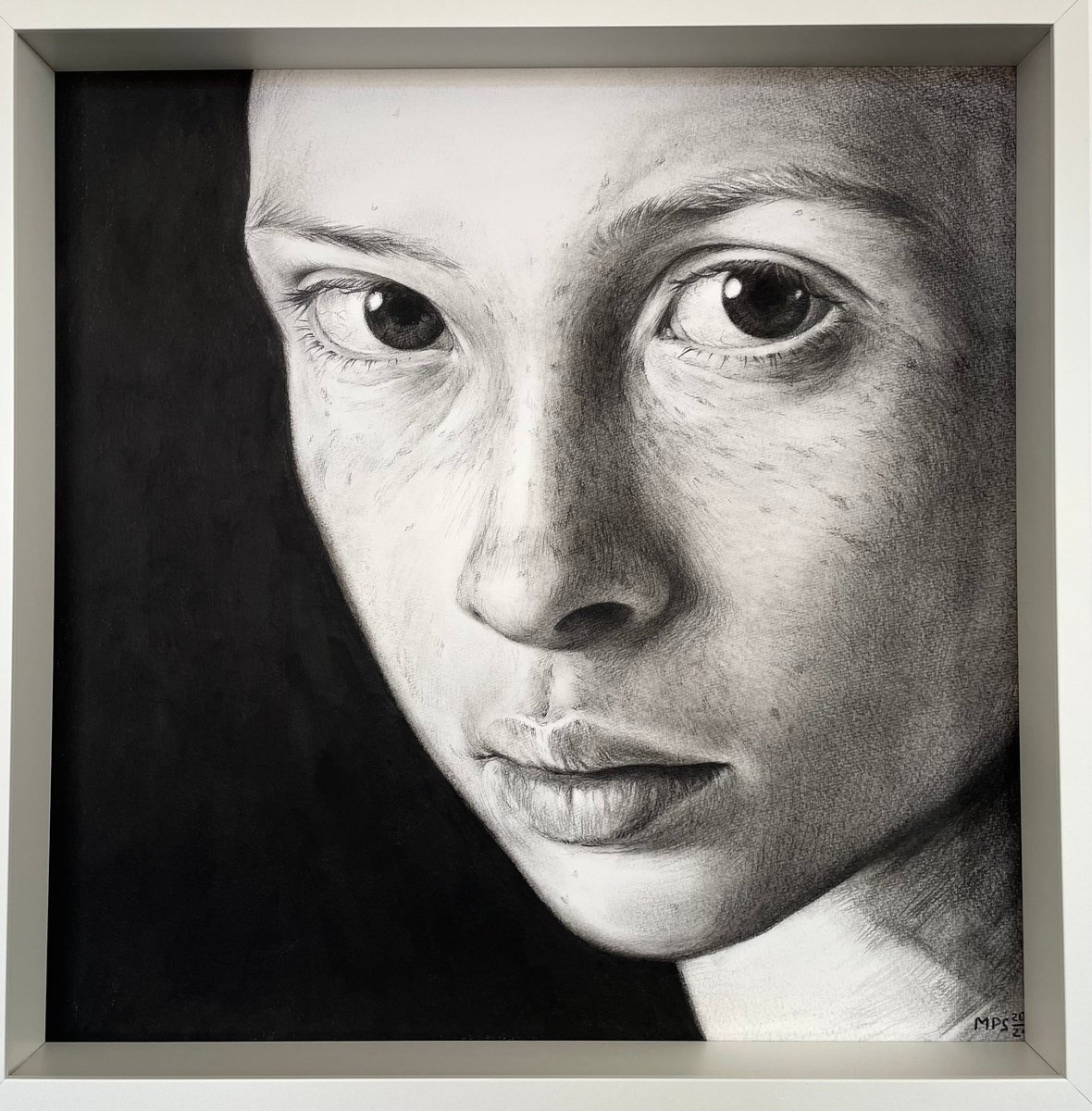 Photorealistic Portrait Drawing By Marina Popkova-Sologub, 20 X 20", Flora 9, Original Artwork