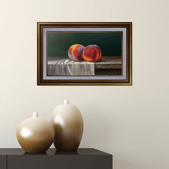 Peaches (30x45cm, oil on panel)