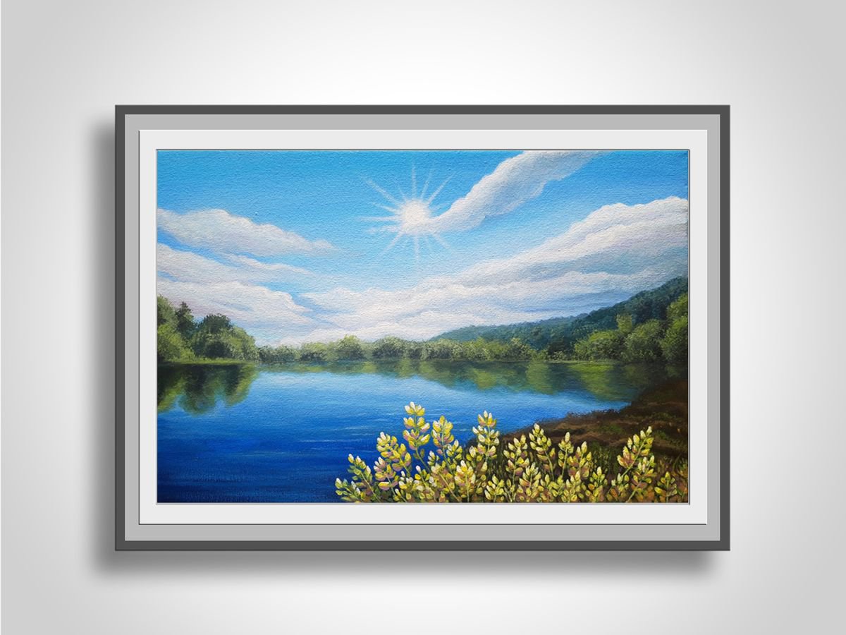 Landscape painting, scenery wall art, small gift painting by Anna Steshenko