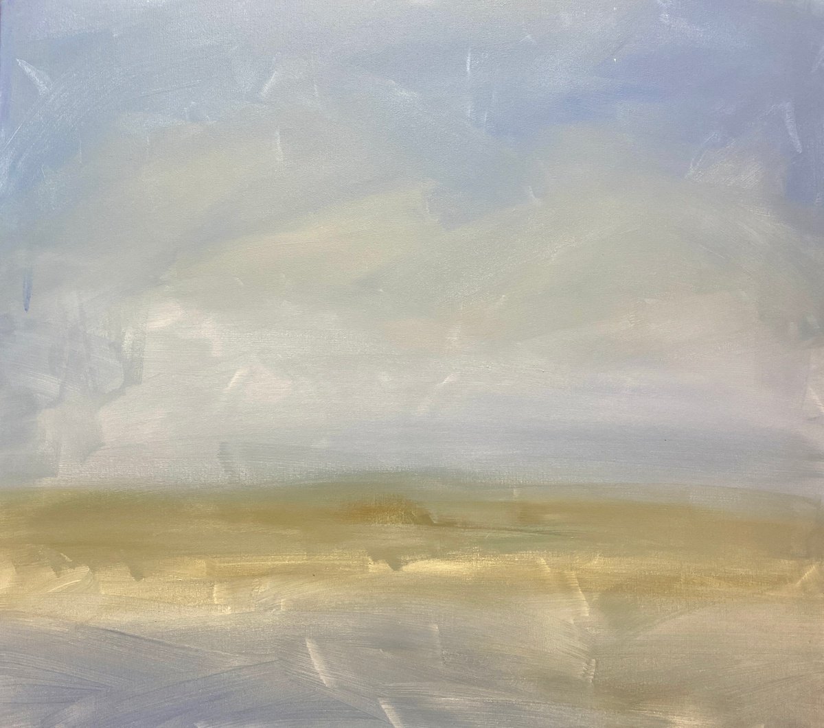 Impressionistic Landscape Acrylic Painting By Helen Mount, 35 X 31, Morning, Original Artwork