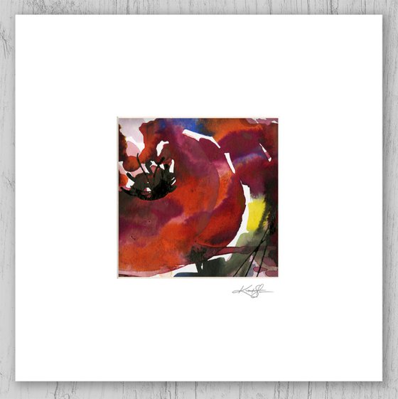 Abstract Florals Collection 12 - 3 Flower Paintings in mats by Kathy Morton Stanion