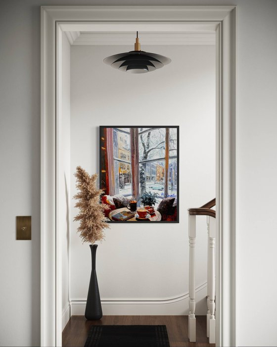 First Snow Beyond the Window