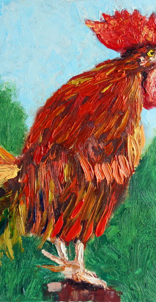 Rooster X - Pet portrait /  ORIGINAL PAINTING by Salana Art / Svetlana Samovarova