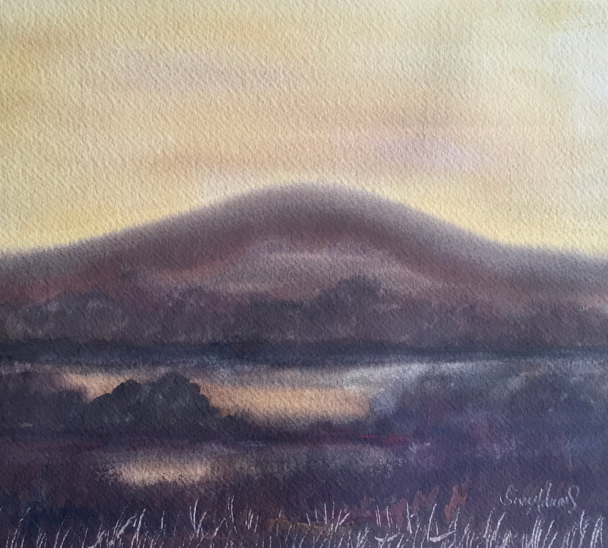 Creech hill, Purbecks at dusk by Samantha Adams professional watercolorist