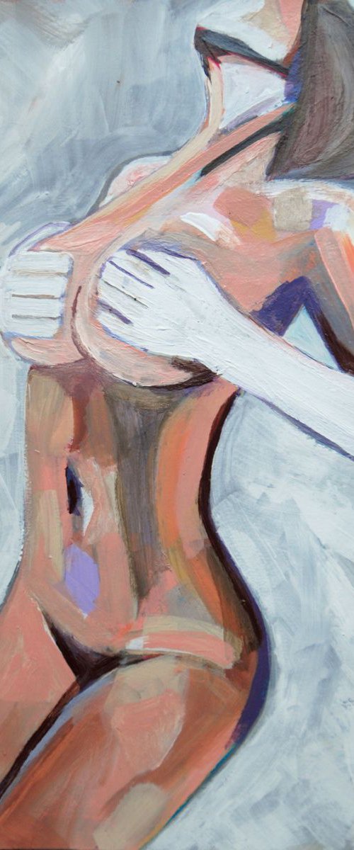 Nude with white gloves #388 AP / 40 X 28 cm by Alexandra Djokic
