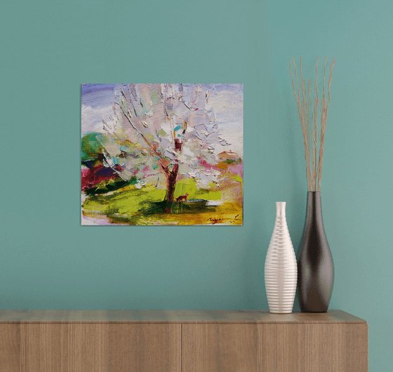 Warm day Blossoming Original oil painting