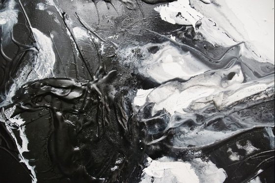 Black Slider 160cm x 60cm Textured Abstract Art